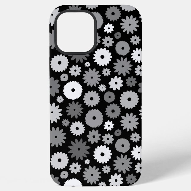 Monochrome Blooms Repeat Pattern iPhone Case (Back)
