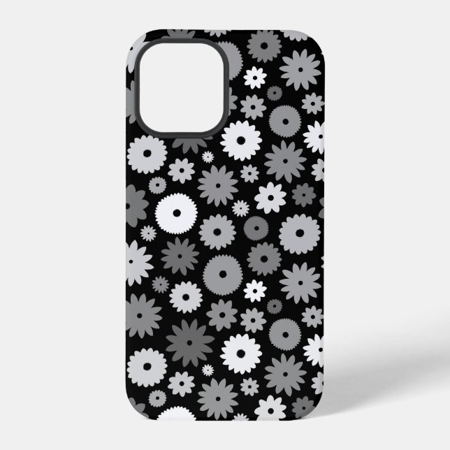 Monochrome Blooms Repeat Pattern iPhone Case (Back)