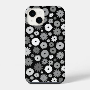 Monochrome Blooms Repeat Pattern iPhone 14 Case