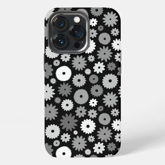 Monochrome Blooms Repeat Pattern iPhone Case (Back)