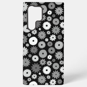 Monochrome Blooms Repeat Pattern Samsung Galaxy Case