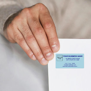Monochrome Blue Business Brand on Address Label