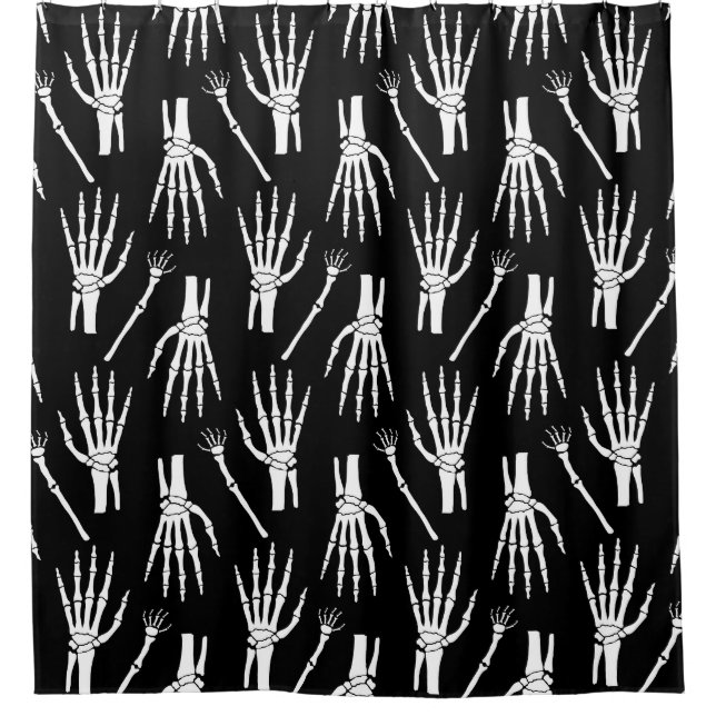 Monochrome Bones Halloween Pattern Shower Curtain (Front)