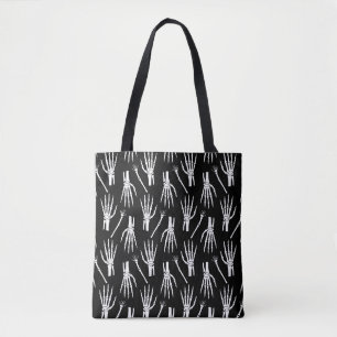 Monochrome Bones Halloween Pattern Tote Bag