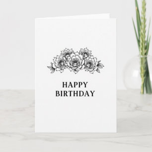 Monochrome Botanical Birthday Card