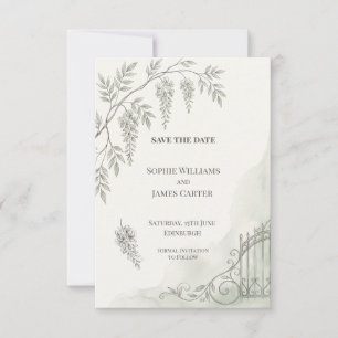 Monochrome Botanical Foliage Wedding Save The Date