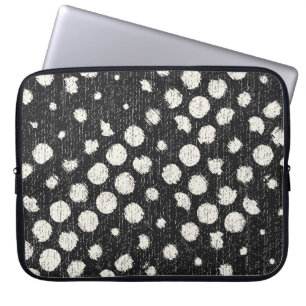 Monochrome Broken Dots Brushed Textured Background Laptop Sleeve