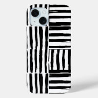 Monochrome Brushstroke Art iPhone 15 Case