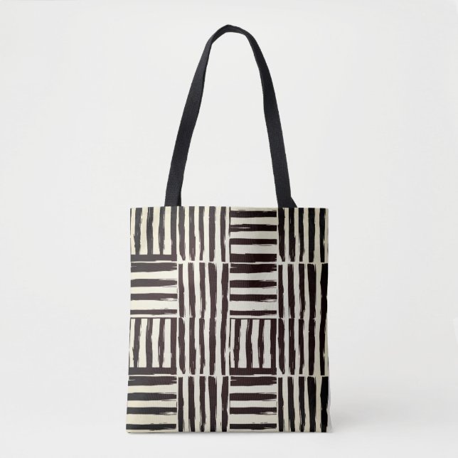 Monochrome Brushstroke Art Tote (Front)