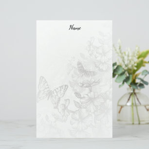 Monochrome Butterflies Stationery