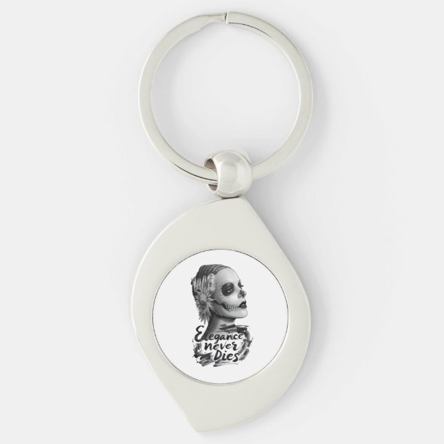 Monochrome Calavera Key Ring (Front)