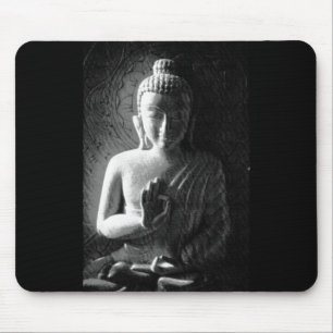 Monochrome Carved Buddha Mouse Pad