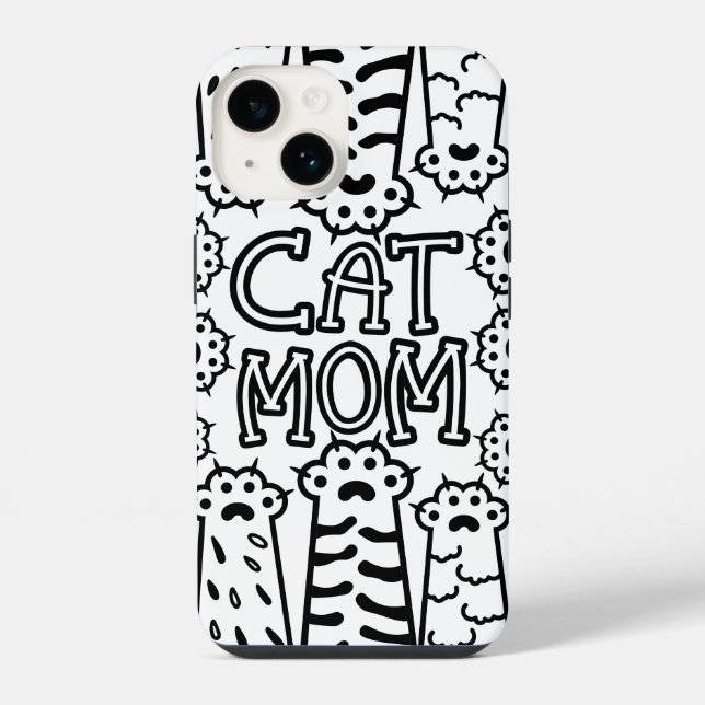 Monochrome Cat Mum iPhone Case (Back)