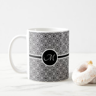 Monochrome Celtic Knot Pattern Monogram Coffee Mug