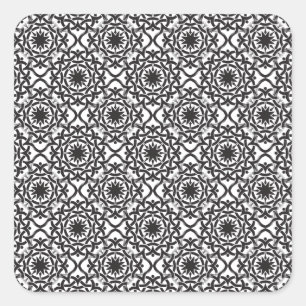 Monochrome Celtic Tangled Knot Pattern Square Sticker