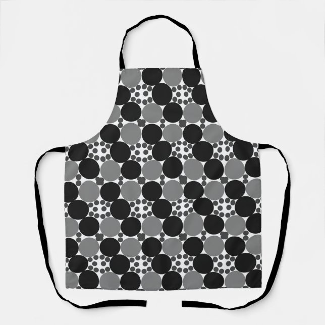 Monochrome Circles: Abstract Black White And Gray, Apron (Front)