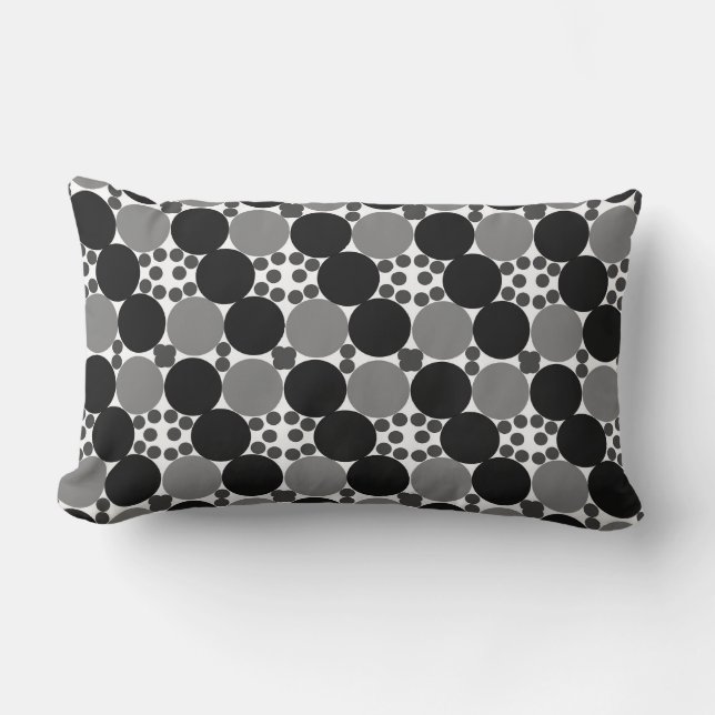 Monochrome Circles: Abstract Black White And Gray, Lumbar Cushion (Front)