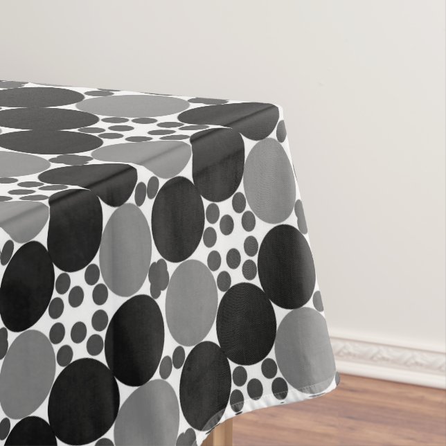 Monochrome Circles: Abstract Black White And Gray, Tablecloth (In Situ)