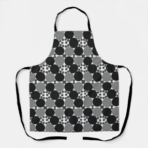Monochrome Circles: Abstract Black White And Grey, Apron