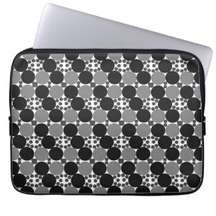 Monochrome Circles: Abstract Black White And Grey, Laptop Sleeve