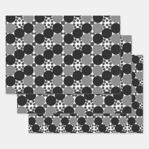 Monochrome Circles: Abstract Black White And Grey, Wrapping Paper Sheet