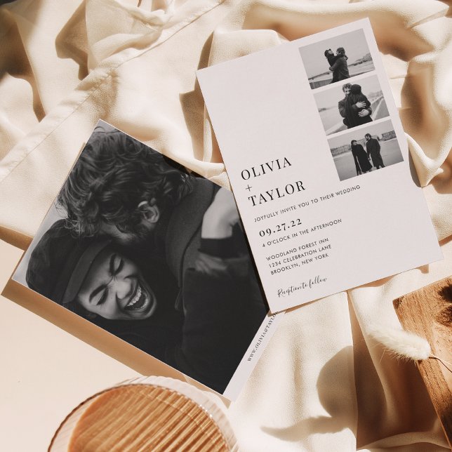 Monochrome Classic Photo Collage Wedding Invitation (Creator Uploaded)