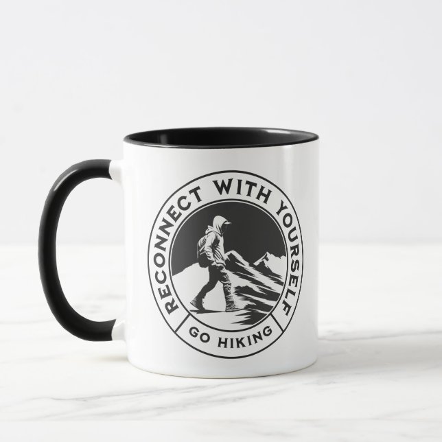 Monochrome Coffee Mug for Hikers (Left)