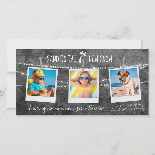 Monochrome Colour Pop Florida Holiday 3-Photo Card (Front)