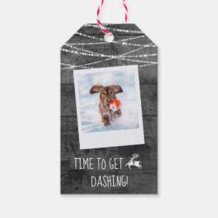 Monochrome Colour Pop Rustic Photo 2-Sided Reindee Gift Tags