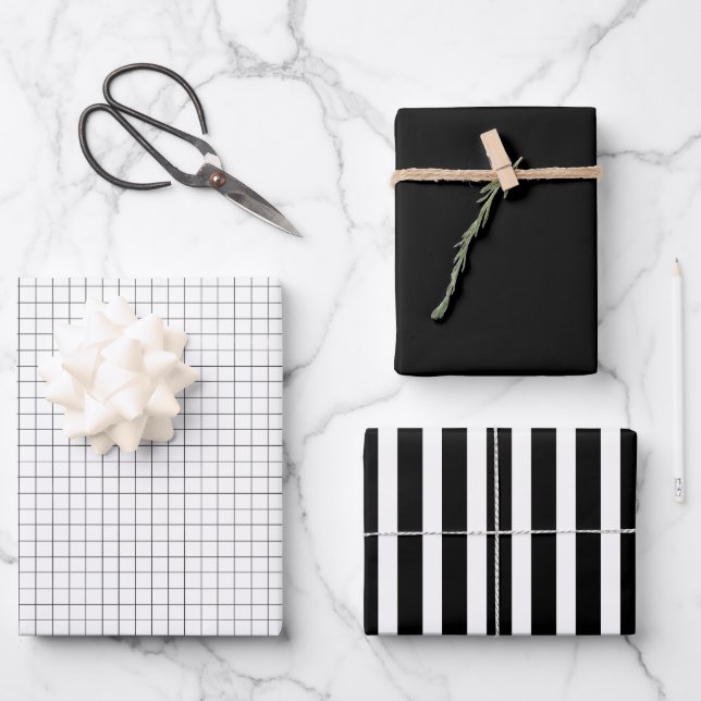 Monochrome Custom Gift Wrap Paper Sheets (Front)