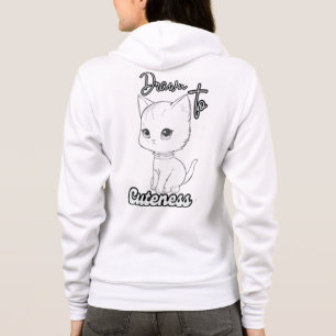 Monochrome Cute Kitten Sketch Art Hoodie