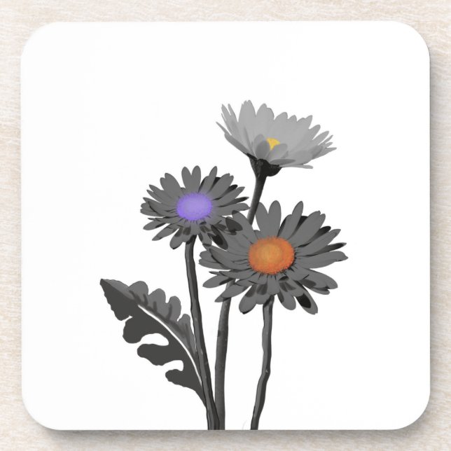 Monochrome Daisys Coaster (Front)