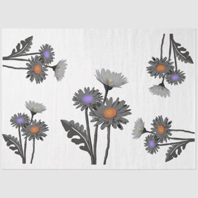 Monochrome Daisys tissue paper (Front)