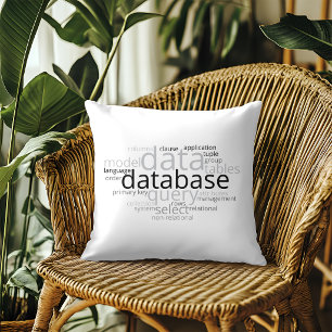 Monochrome Database Word Cloud v2 Cushion