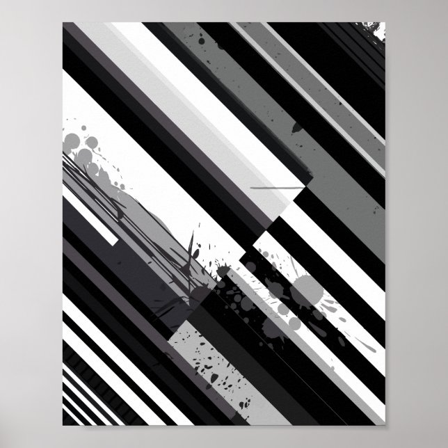 Monochrome Diagonal Abstract Poster (Front)