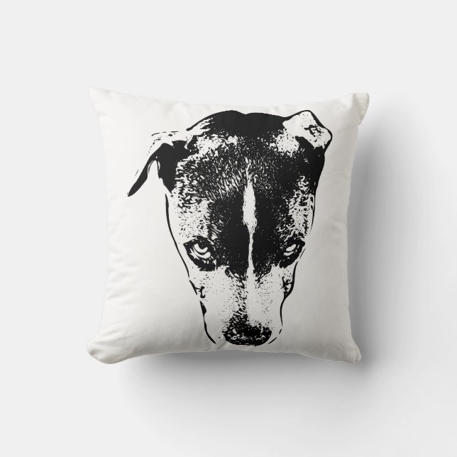 Monochrome Dog Portrait Modern Throw Pillow (Front)