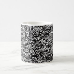 Monochrome Doodle Mug – A Hand-Drawn Wonderland
