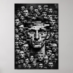 Monochrome Dystopian Control - Fragmented Freedom Poster
