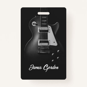 Monochrome electric guitar personalised ID badge