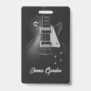 Monochrome electric guitar personalized ID badge
