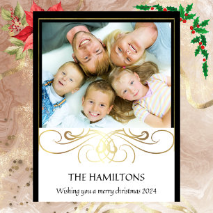 Monochrome Elegance Black and White gold-foil Card