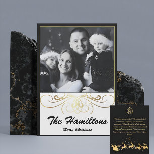 Monochrome Elegance Black and White Holiday Card