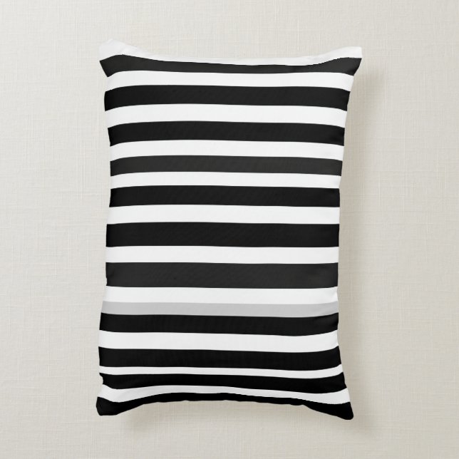 Monochrome Elegance Striped Pillow (Back(Vertical))