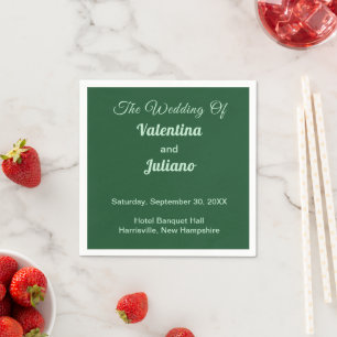 Monochrome Emerald Green Themed Wedding Paper Napkin