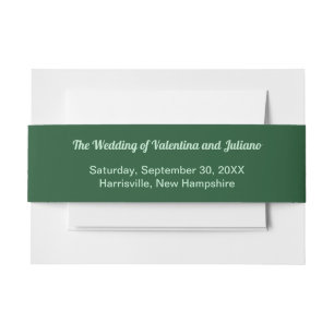 Monochrome Emerald Green Wedding Landscape Format Invitation Belly Band