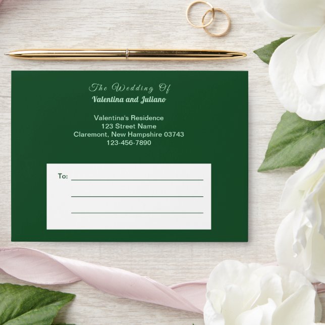 Monochrome Emerald Green Wedding Wedding Envelope (Wedding)