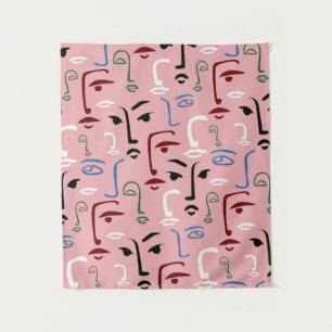 Monochrome Faces Tapestry