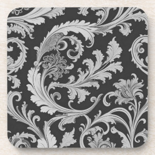 Monochrome Fleur Antique Pattern Coaster