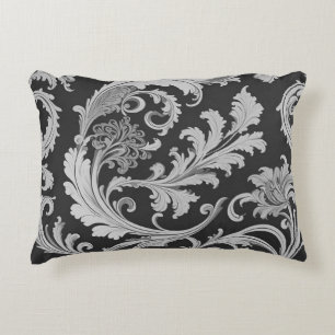 Monochrome Fleur Antique Pattern  Decorative Cushion
