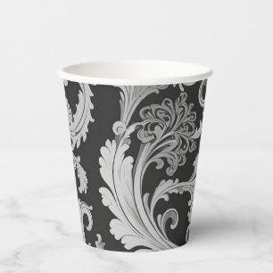 Monochrome Fleur Antique Pattern Paper Cups